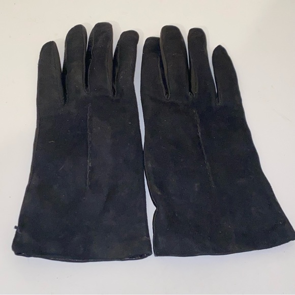 Vintage Montefusco Black Leather 100% Wool Lined Gloves Sz 8 Made in Italy - Picture 8 of 9